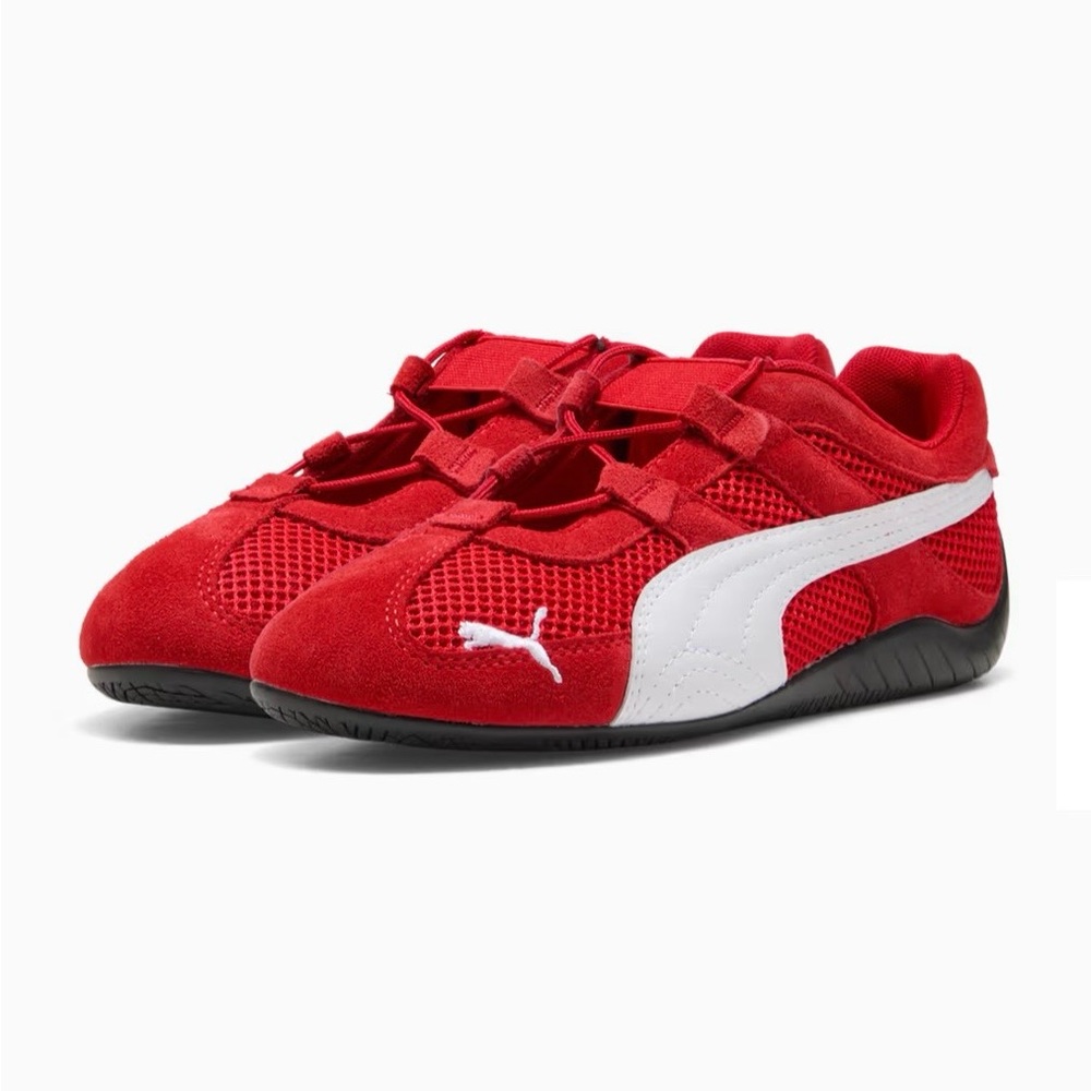Puma Speedcat Go Red and White Lace Up Ballet Sneakers